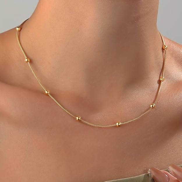 18k Gold Plated Beaded Chain For Women