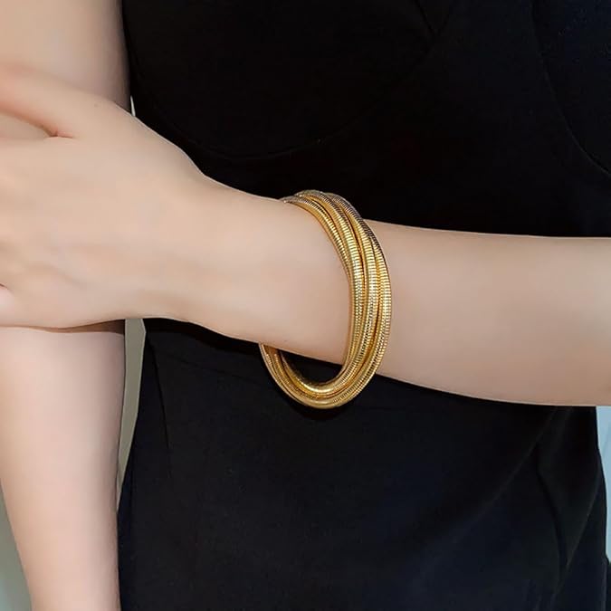 18k Gold Pated Luxe 5-Layer Cuff Bracelet