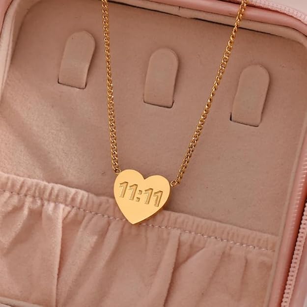 11:11 Angle Number Heart Necklace