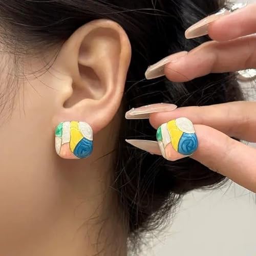 Vibrant Square Multi-Color Stud