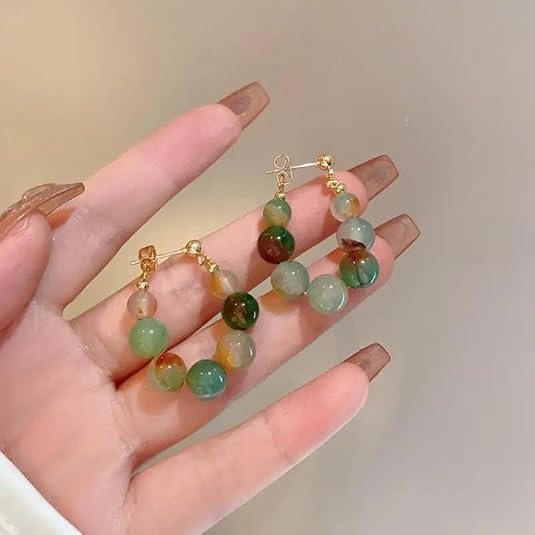 Autumn Agate Hoop Earrings