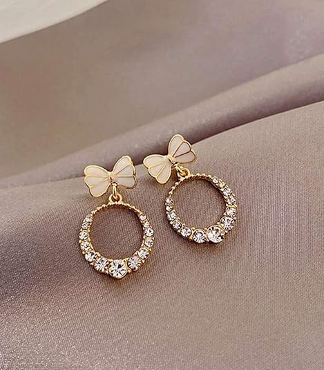 Bow Knot White Stud Earrings