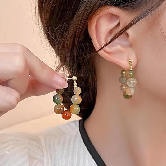 Autumn Agate Hoop Earrings