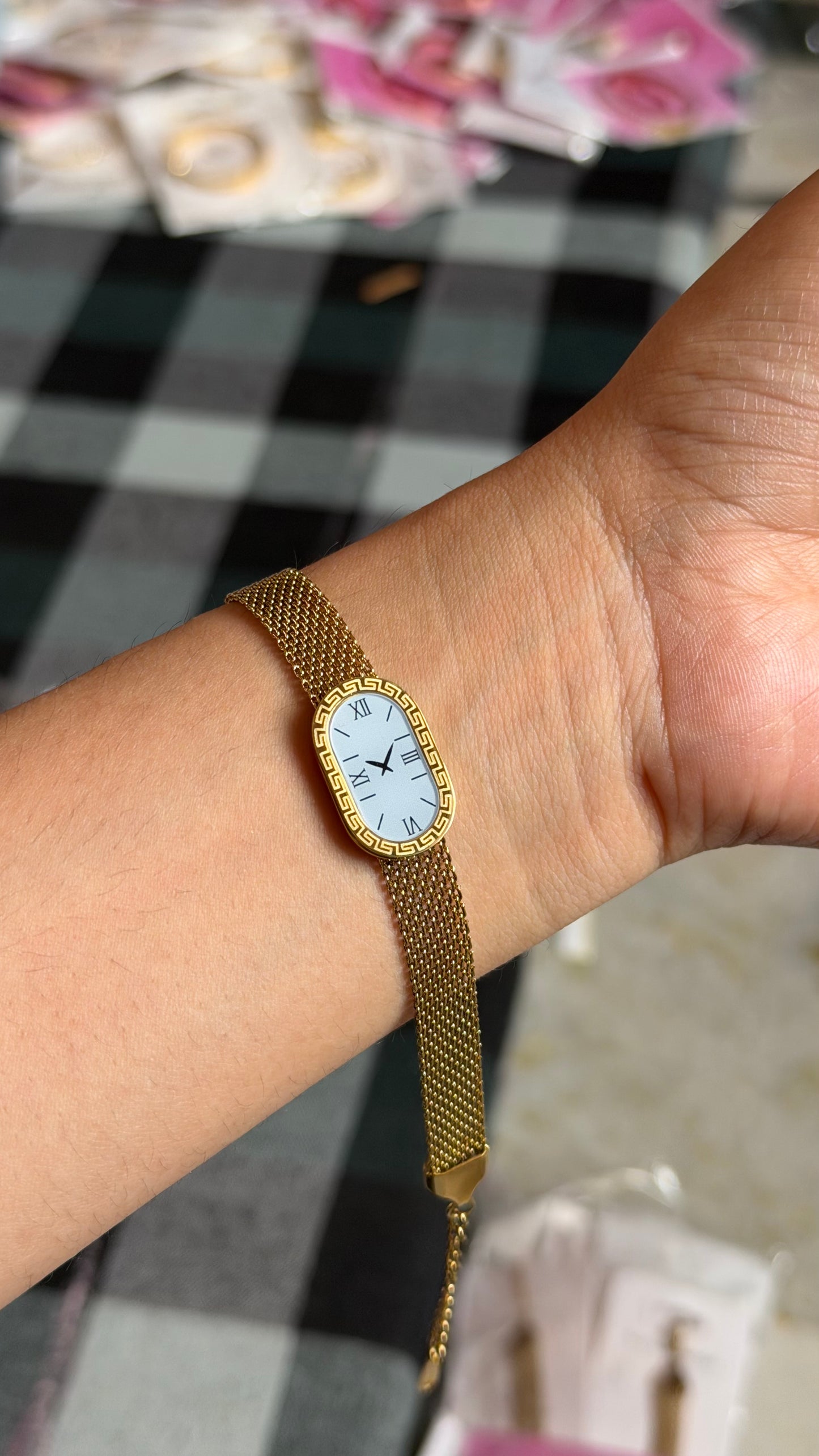 Greek Border White Vintage Dial Bracelet