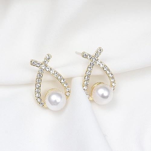 Classic Pearl Cross Stud Earrings