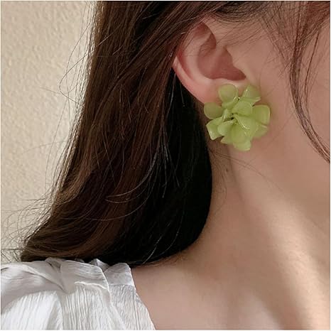 Bold Green Flower Oversized Studs