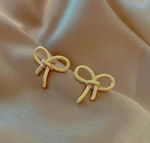 Golden Bow Ribbon Stud Earring