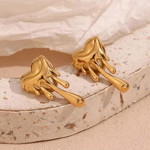 18k Gold Plated Melting Heart Earrings