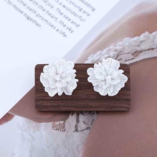 Camellia White Flower Stud Earring