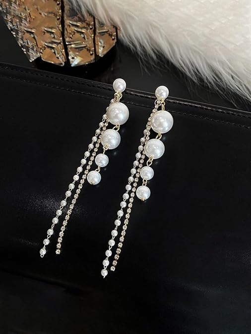 Boho Long Pearl Dangle Earrings