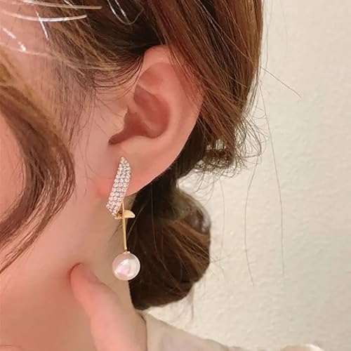 Crystal Wave Pearl Drop Earrings