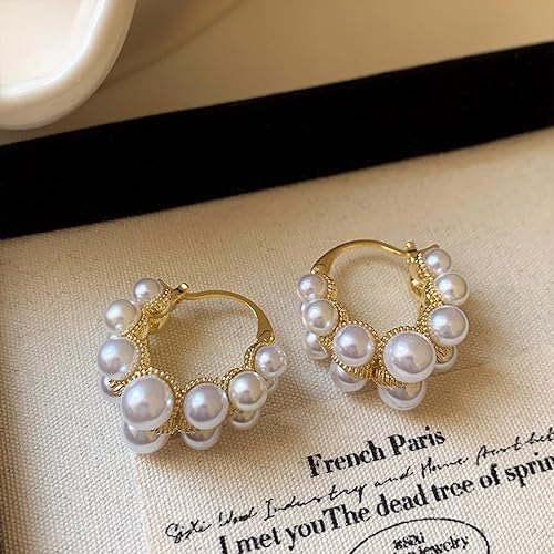Gilded Pearl Charm Hoops - SubhagAlankar