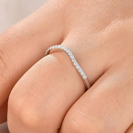 Elegant Silver Curve Pave Ring - SubhagAlankar
