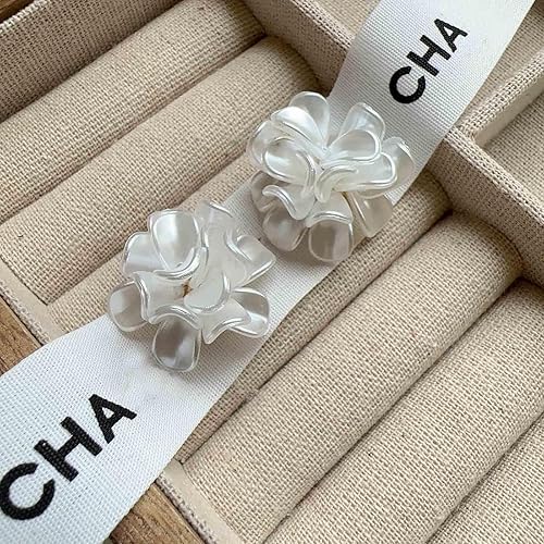 Bold White Flower Oversized Studs