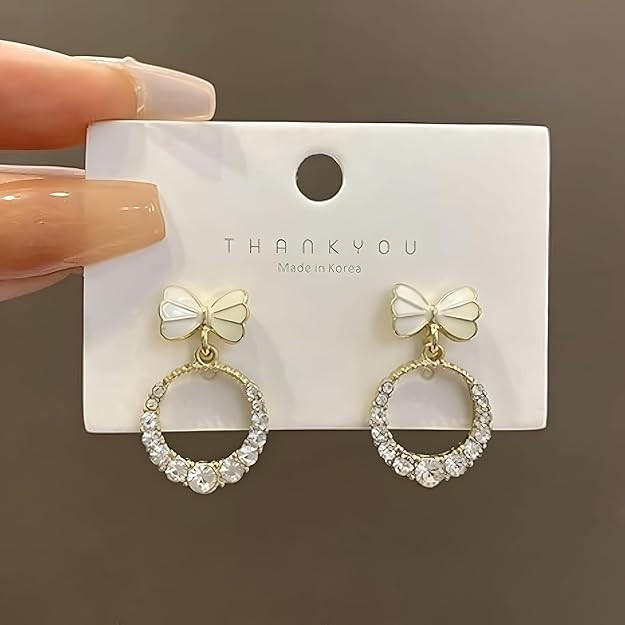 Bow Knot White Stud Earrings