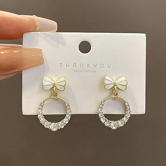 Bow Knot White Stud Earrings