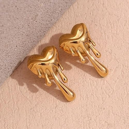 18k Gold Plated Melting Heart Earrings