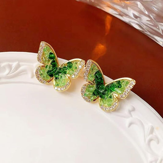 Blingy Greeen Butterfly Stud