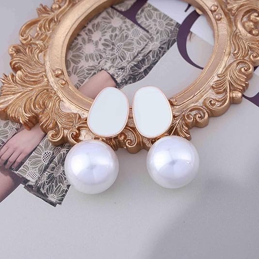 Elegant White Pearl Drop Earring