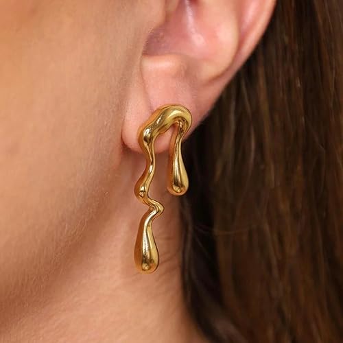 18k Gold Plated Liquid Dripping Earrings