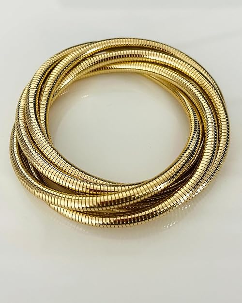 18k Gold Pated Luxe 5-Layer Cuff Bracelet