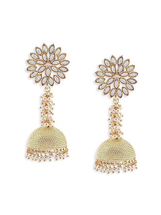 Clustered Pearls Kundan Jhumki