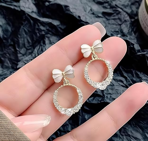 Bow Knot White Stud Earrings