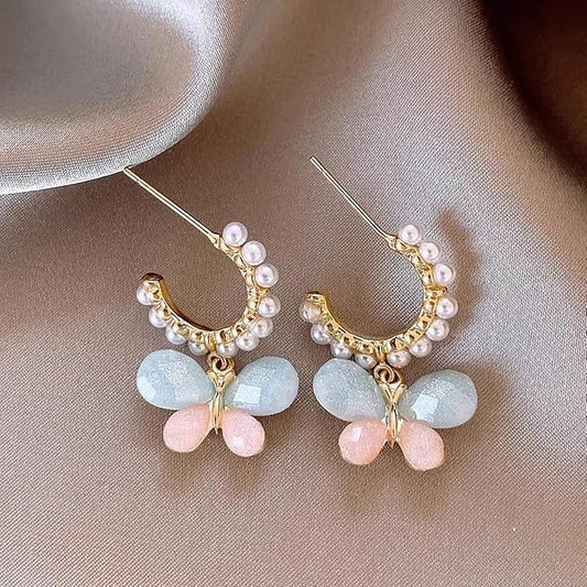 Pastel Butterfly Pearl Drop