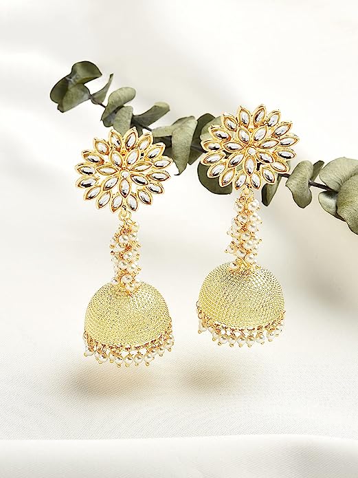 Clustered Pearls Kundan Jhumki