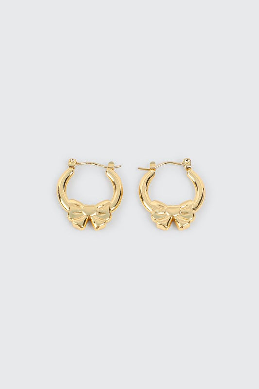 Golden Bow Bling Hoops
