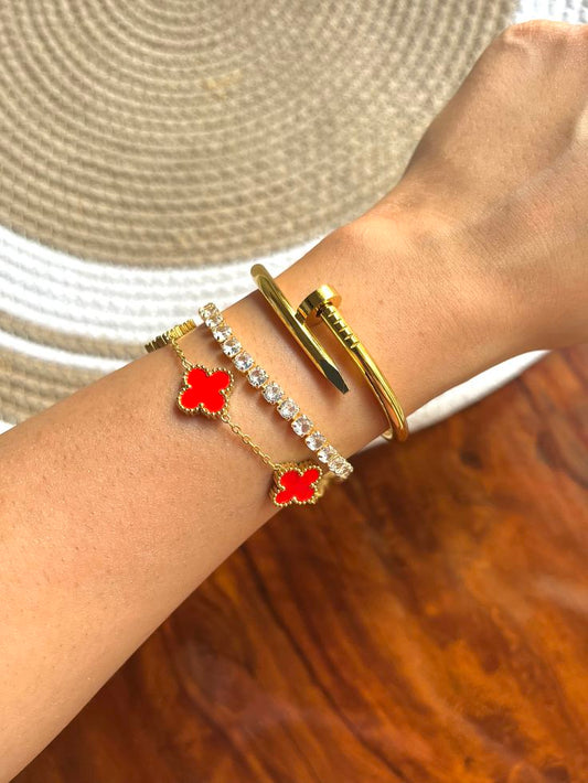 Amara Stack- Red Thin Wrist/Baby Size