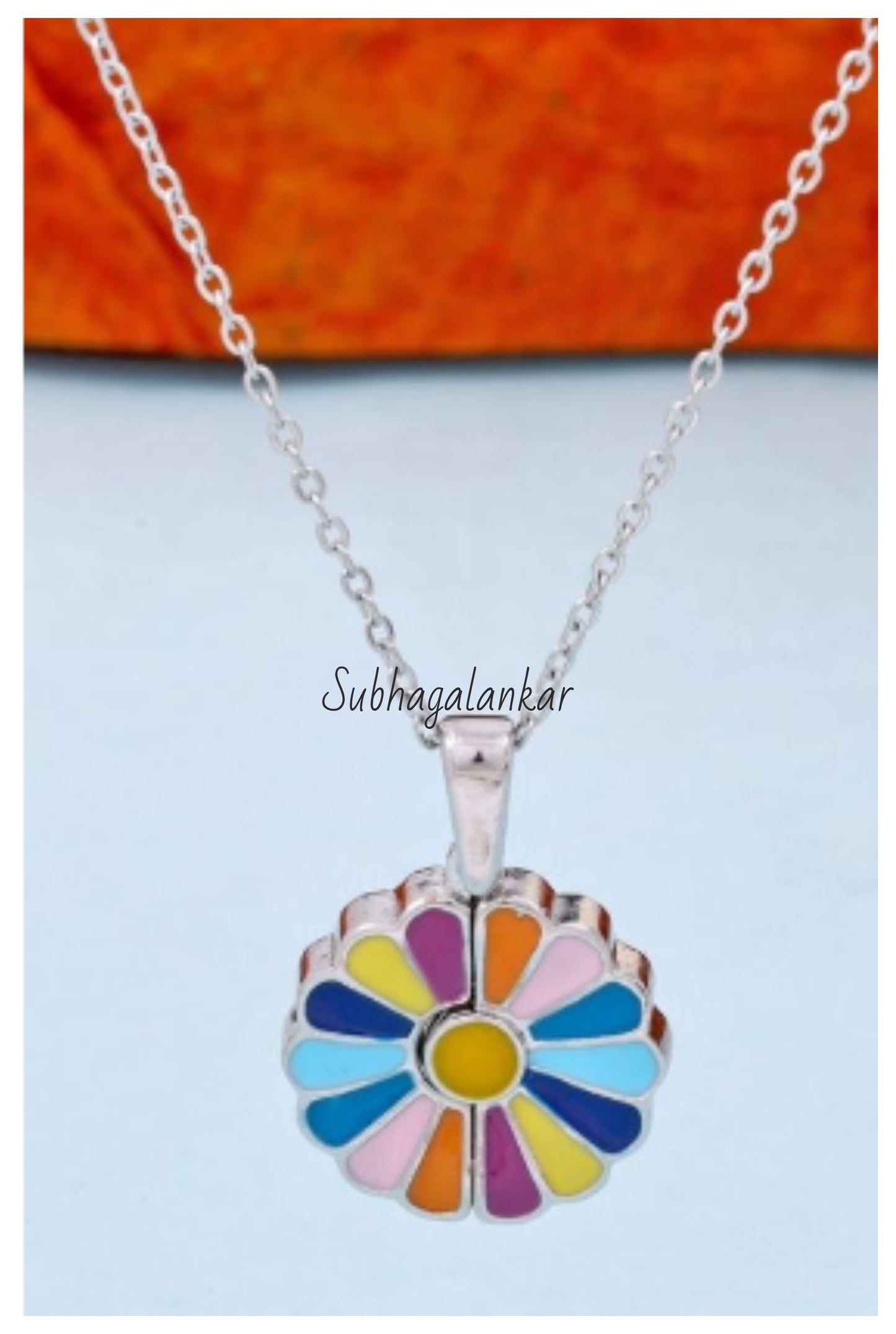 Silver Rainbow Blossom Necklace