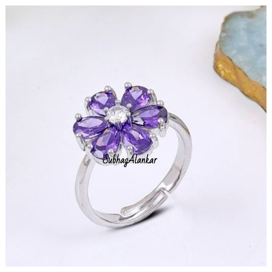 Elegance Purple Floral Ring