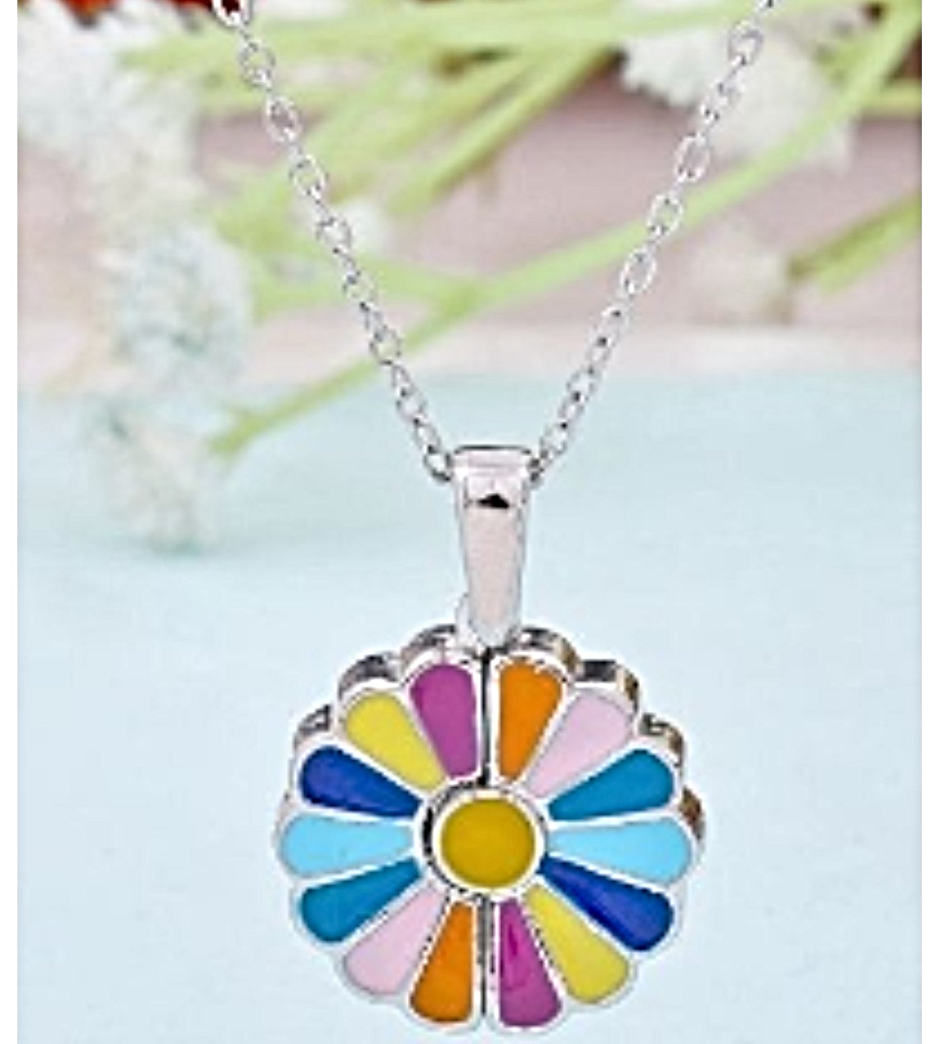 Silver Rainbow Blossom Necklace