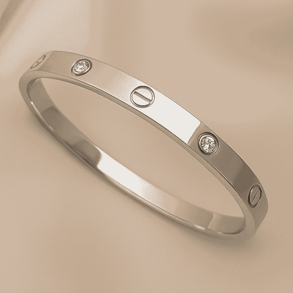 Stainless Steel Silver Toned Love Band Bangle Bracelet