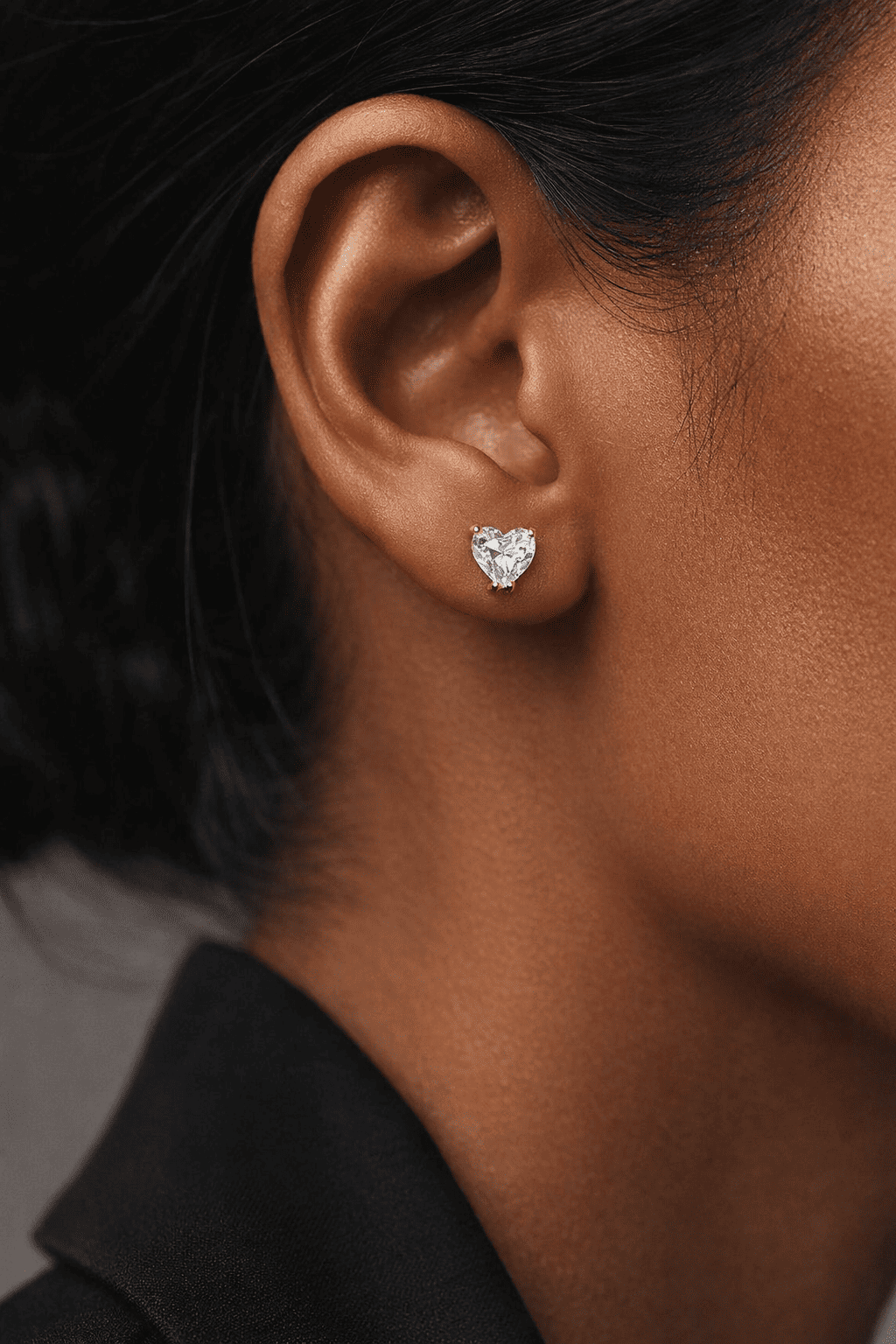 Heart Solitaire Diamond Studs