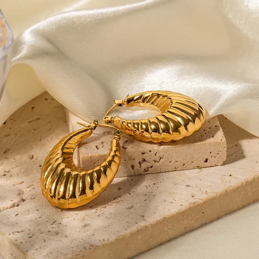 Bold Gold Croissant Hoops Earring - SubhagAlankar