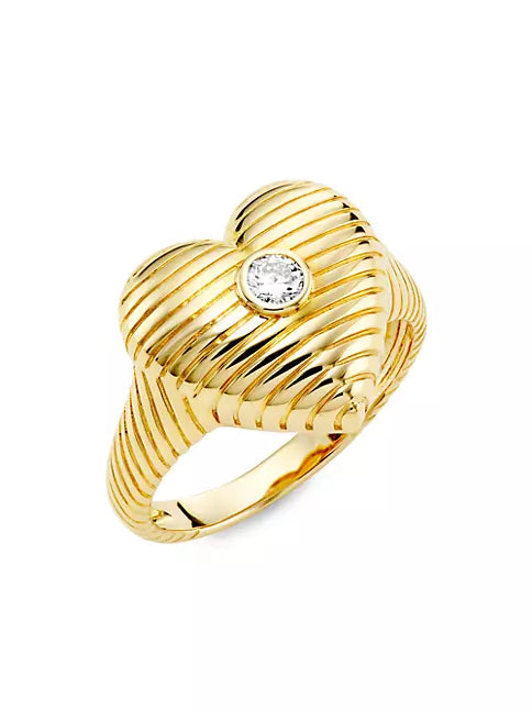 18k Gold Pated Adjustable Heart Ring