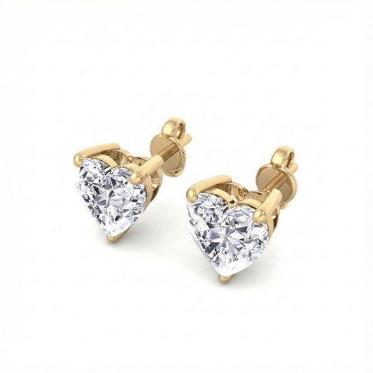 Heart Solitaire Diamond Studs