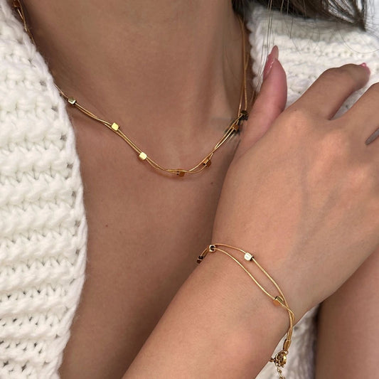 Duo Layer Beaded Chain Necklace