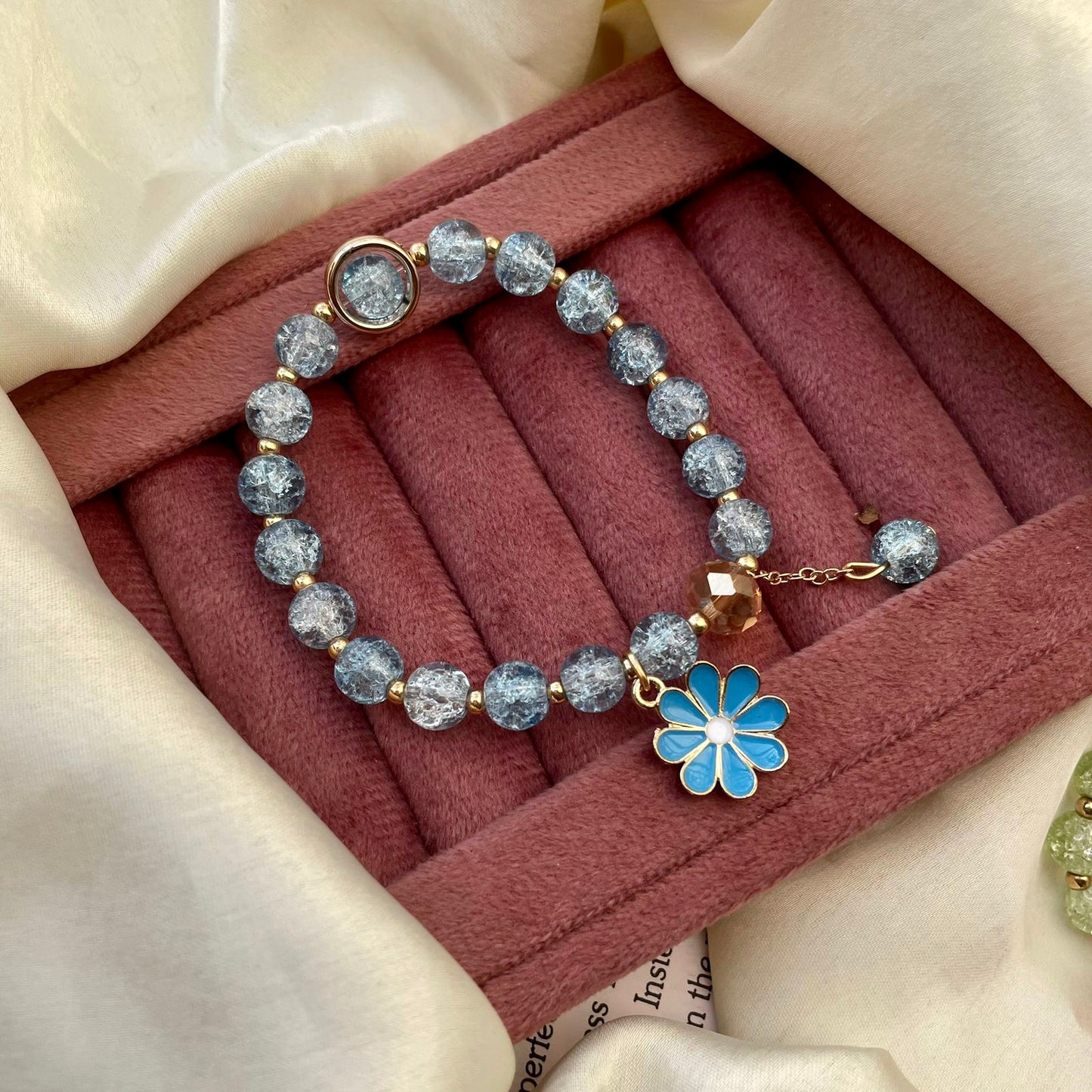 Daisy Charm Bracelet -Blue