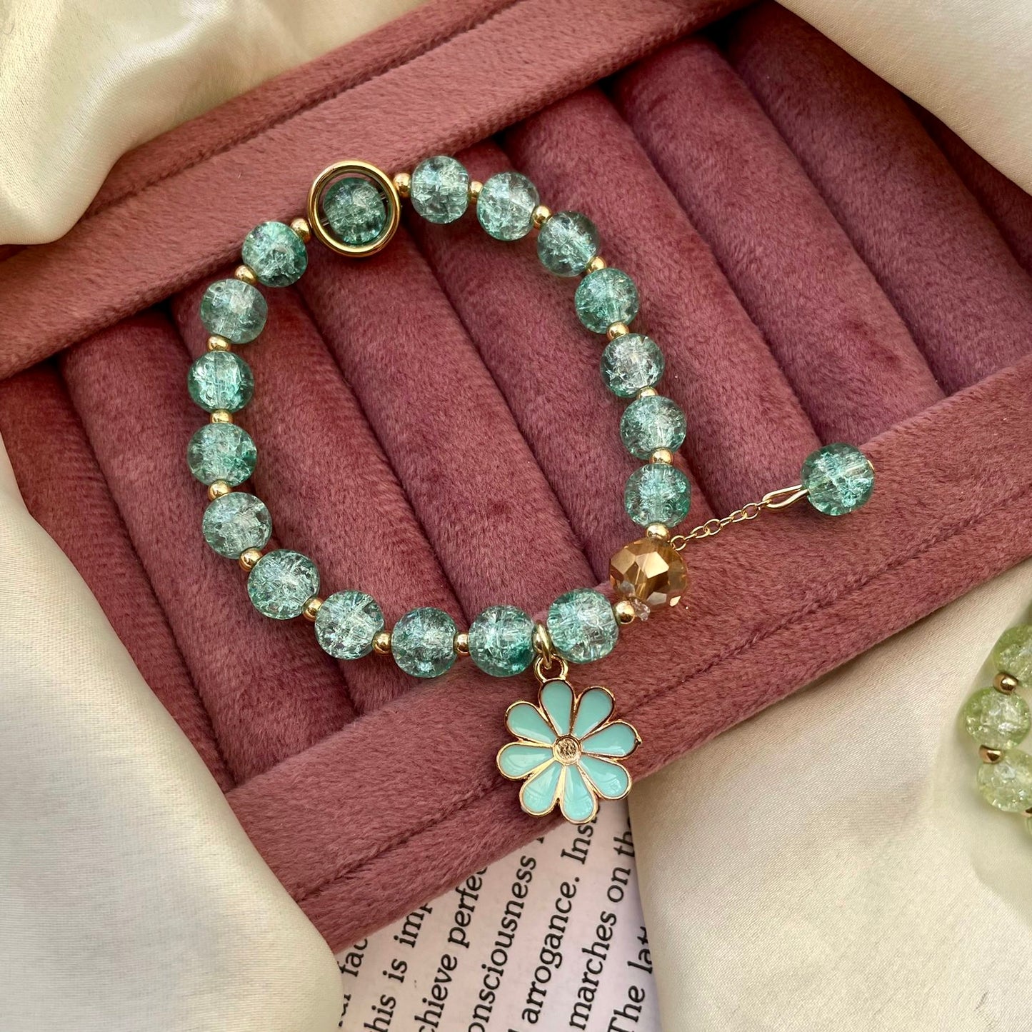 Daisy Charm Bracelet - Teal