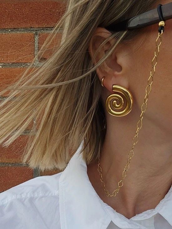 Golden Swirl Statement Earrings