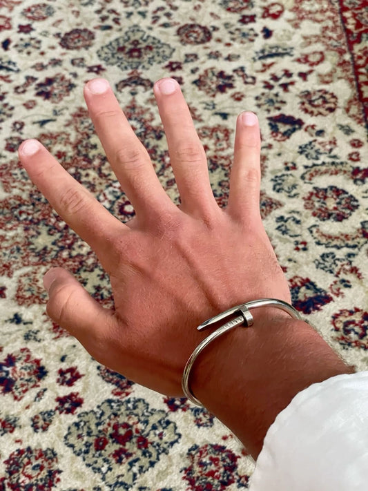 Men's Nail Bracelet- Silver