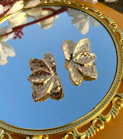 Gold Lotus Earring - Statement - SubhagAlankar