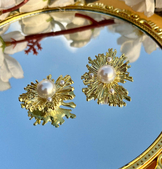 Sun Burst Gold Stud- Statement - SubhagAlankar