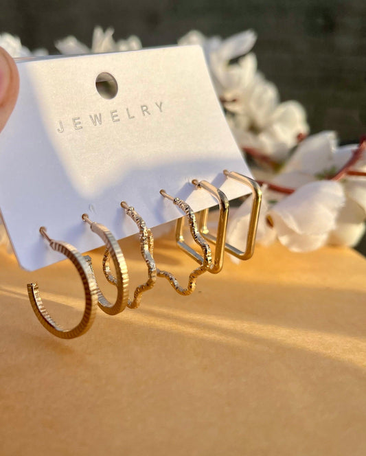 3 Pairs Mini Gold Hoops - SubhagAlankar