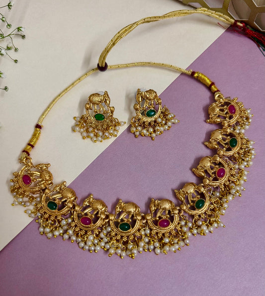 Hathi Temple Jewellery Set - SubhagAlankar