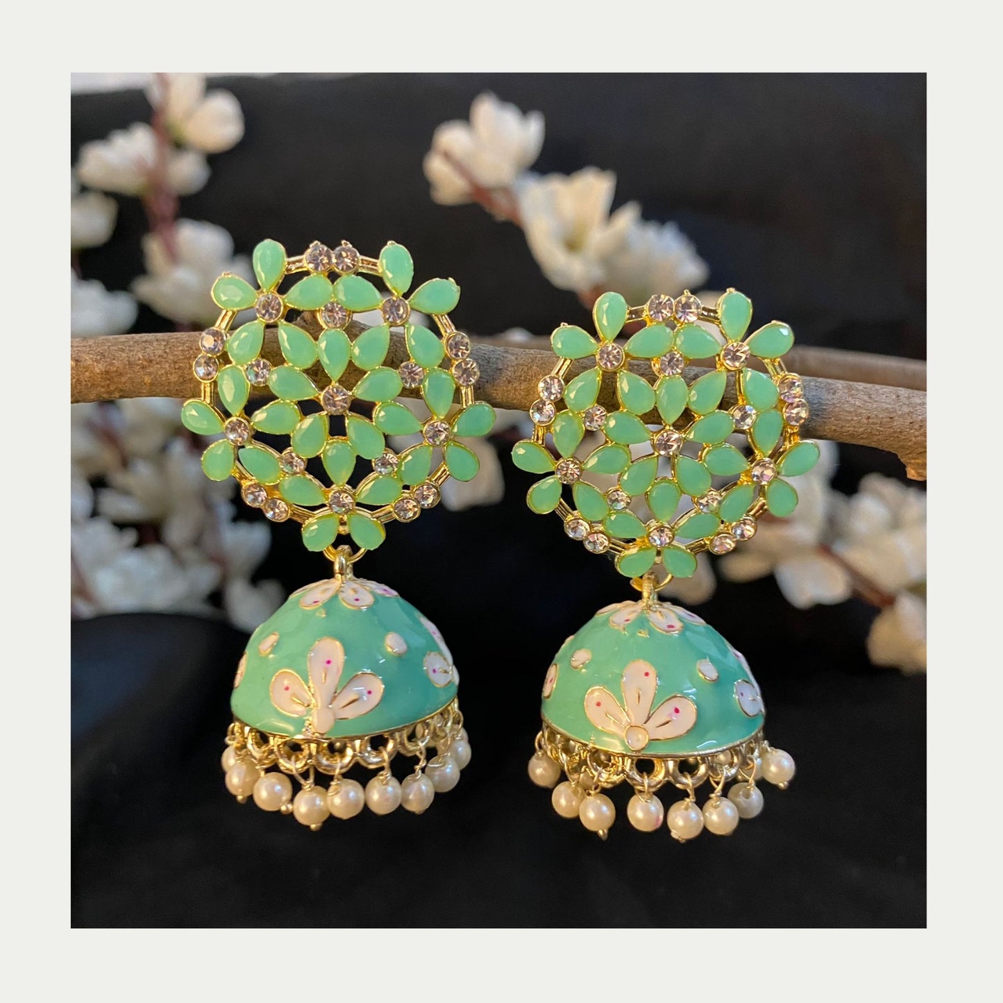 Urvi Stone Meenakari (Mint Green)