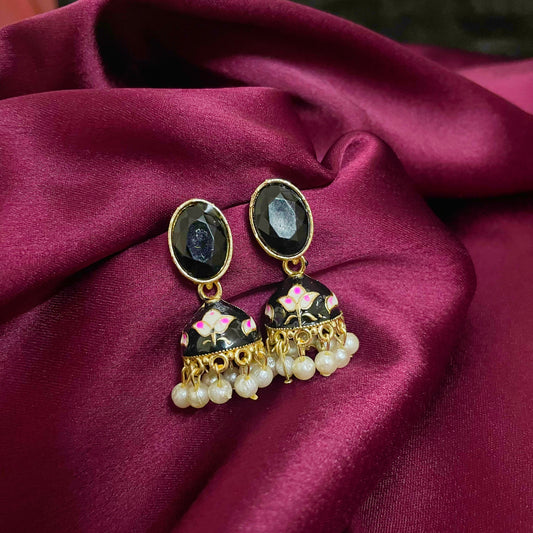 Esha Black Meenakari Jhumki